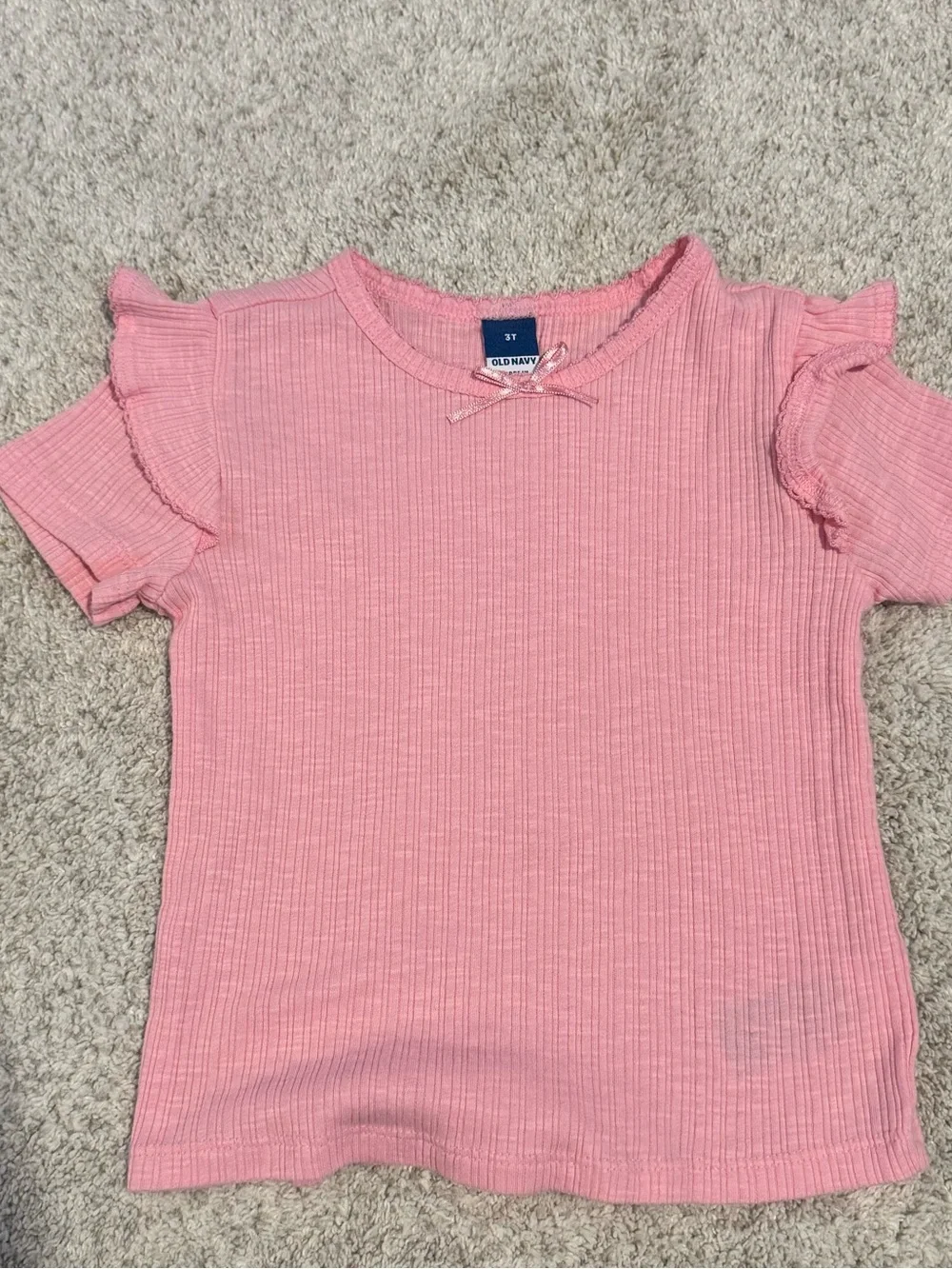 Old Navy Pink Ruffle Cap Sleeve Ribbed Tee